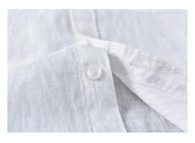 2025 Summer New Breathable Thin 100% Linen Short Sleeve Shirt for Men Casual Turn-down Collar Classic Shirt DC927