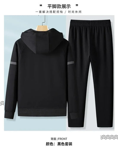 Male Workout Sports Outfit Autumn Spring Men Running Sports Tracksuits Sets Hoodies Zipper Outwear Sportwear+Sweatpants Sets