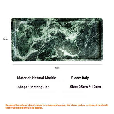 Luxury Green Marble Oval Tray: Bathroom Organizer & Fruit Serving Platter, Waterproof Stone Decor for Hotel Spa Home Kitchen