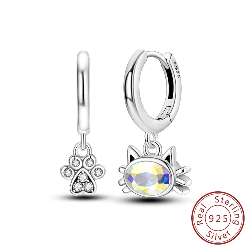 New 925 Sterling Silver Hoop Earrings Heart Bow Gift Box Strawberry Snake Bone Drop Stud Earrings For Women Fashion Jewelry Gift
