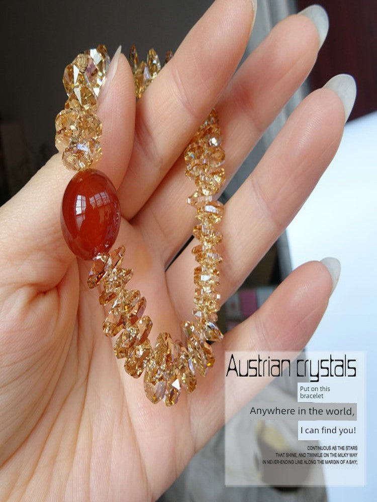 2024 Goddess Fan Affordable Luxury Style Simple and Natural 5alevel Red Agate Crystal Bracelet Fashion Beautiful Bracelet