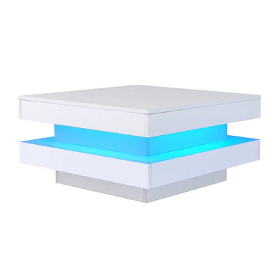Square coffee table table in White Modern Technological Style With Bluetooth LED Strip
