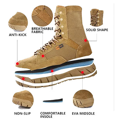 Lightweight Mans Tactical Boots Combat Anti-Collision Training Lace Up Waterproof Outdoor Hiking Breathable Shoe