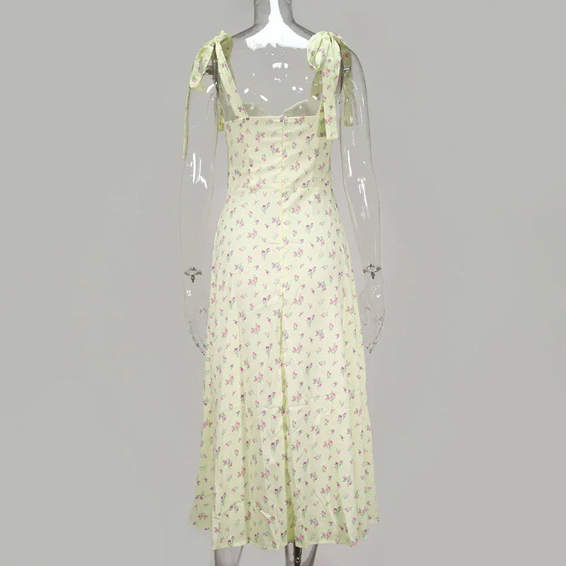 Josiaoprah Holiday floral dress lace up women's summer sundress A-line Spaghetti Strap dress Prairie chic ladies vestidos