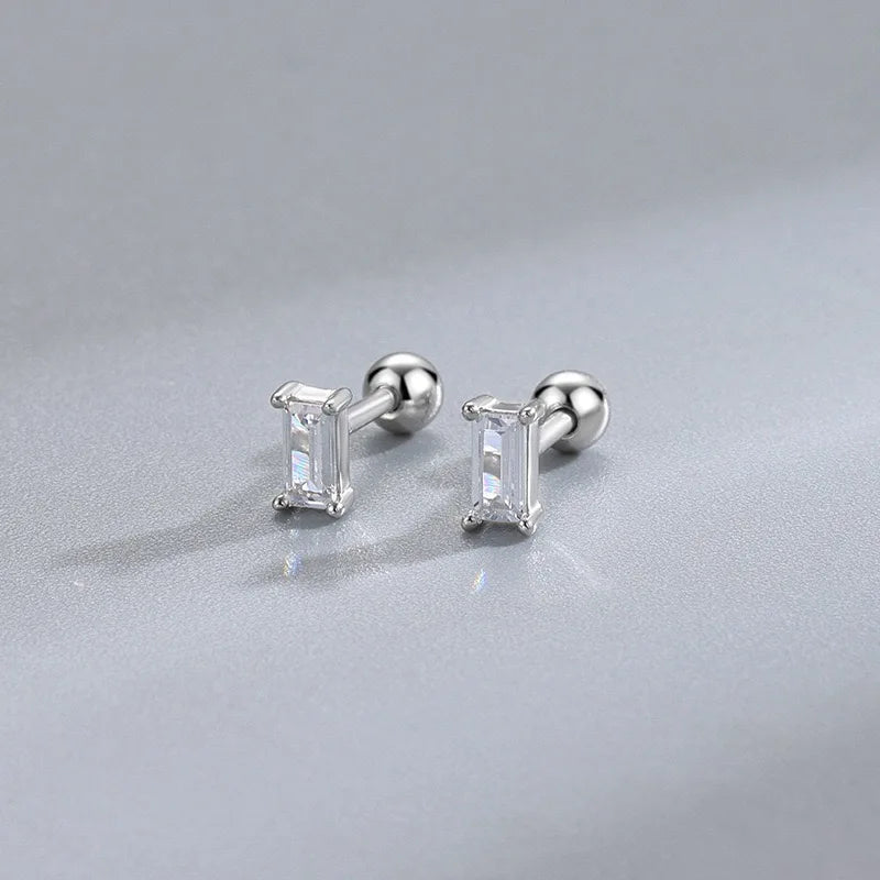 Fashion Multicolor Zircon Crystal Small Hoop Earrings Women Stainless Steel Flower Square Cartilage Earring Piercing Jewelry