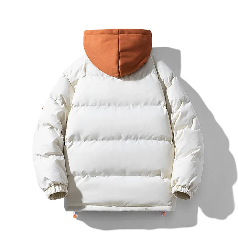 Men Hooded parka Thick Warm Colorful Bubble Coat Winter Jacket Mens Streetwear Hip Hop Parka Korean Black Clothes Puffer Jackets