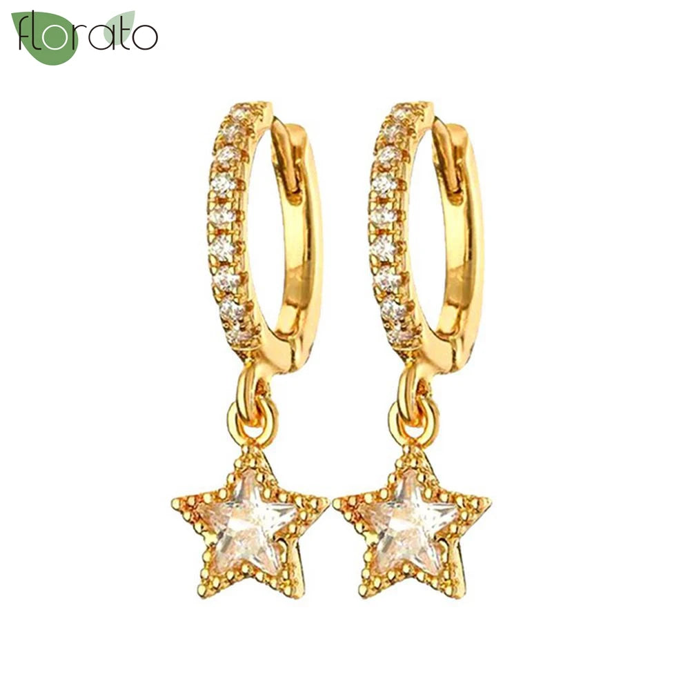 925 Sterling Silver Needle Little Huggies Hoop Earrings for Women Tiny Crystal Zirco Pendant Cartilage Earrings Piercing Jewelry