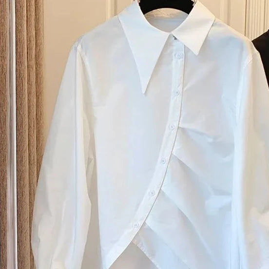 New Autumn Oversized Blouses for Women 2025 Blusas Mujer De Moda Fashion White Shirts Casual Korean All Match Pleated Y2k Tops