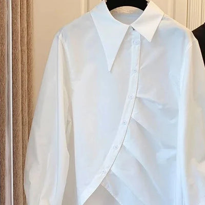 New Autumn Oversized Blouses for Women 2025 Blusas Mujer De Moda Fashion White Shirts Casual Korean All Match Pleated Y2k Tops