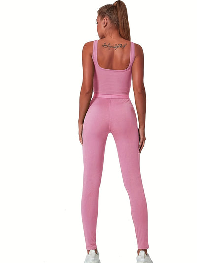 Yoga Wear Apparel Casual 2 Piece Summer Shorts Set For Women Sleeve Top Elastic Leggings Outfits