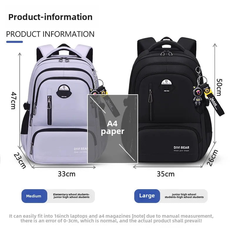 2025 Large capacity men's backpack with astronaut pendant 2 sizes of student school backpacks Student nylon school bags mochilas
