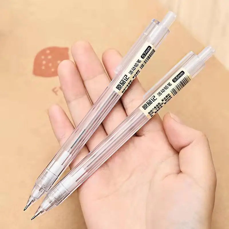 Mixed Loading 0.5&0.7mm Mechanical Pencil White Simple Automatic Pen for Students School Supplies Office Accessories Stationery