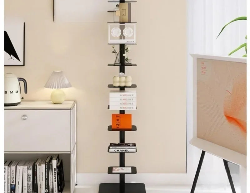 9- Layers Creative Bookcases Iron Rotating Invisible Spiral Bookshelf Living Room Display Shelf Household Corner Room Furniture