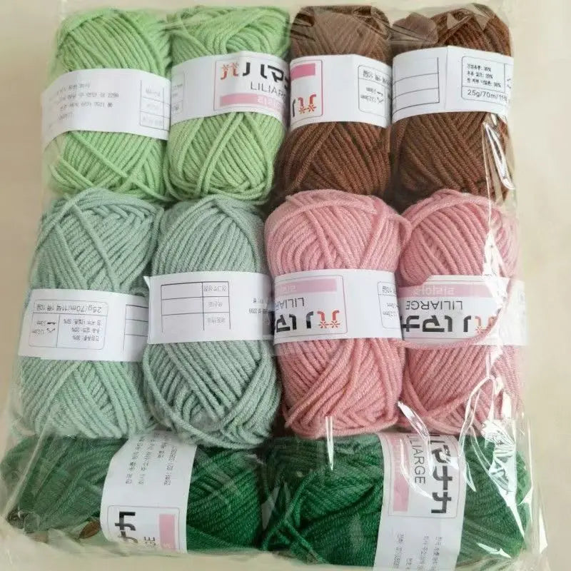 Soft Milk Cotton Knitting Yarn Set Multi Color Handmade Knitting Cotton Yarn For DIY Crochet Scarf Sweater Hat Doll Craft
