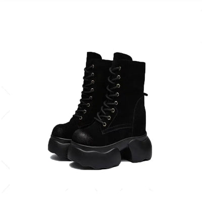 Ankle Boots Women Shoes Platform Sneakers Designer High Heels 2024 Trend Suede Snow Boots Autumn Lace Up Sport Pumps Botas Mujer