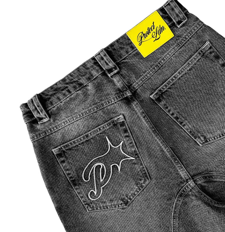 American New Letter Pattern Embroidered Denim Shorts Y2K Men's Street Retro Washed Old Trend Gothic Denim Sweatpants Street Wear