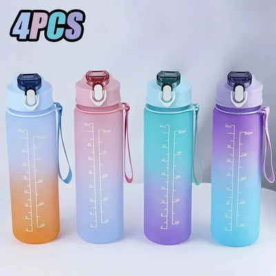900ml Leakproof Water Bottles with Times To Drink and Straw Motivational Drinking Sports Water Bottle for Fitnes Gym Outdoor