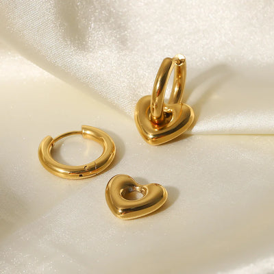 Punk Round Stainless Steel Hoop Earrings For Women Minimalist Geometric Heart-shaped Earrings Statement Jewelry 2023