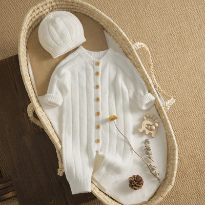 Ma&Baby 0-18M Warm Baby Clothing Knit Romper Newborn Infant Toddler Boy Girl Long Sleeve Jumpsuit + Hat Fall Spring Outfits