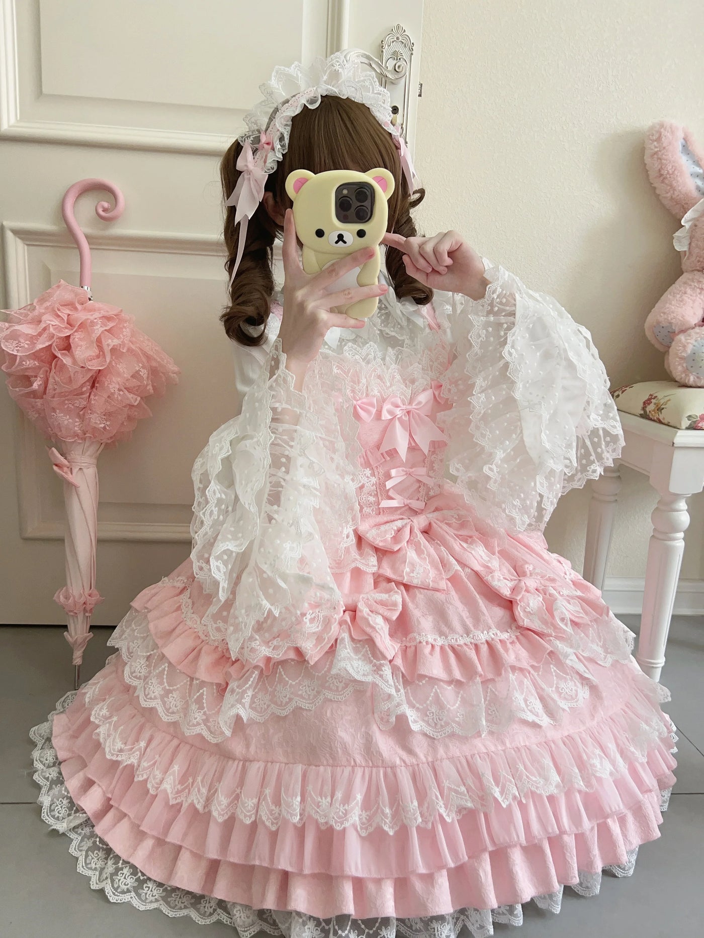 Original Lolita Dress Set Doll Feeling Girl Women's Sweet Jsk Suspender Dress Princess Fairy Lace Bow Sling Cake Dresses