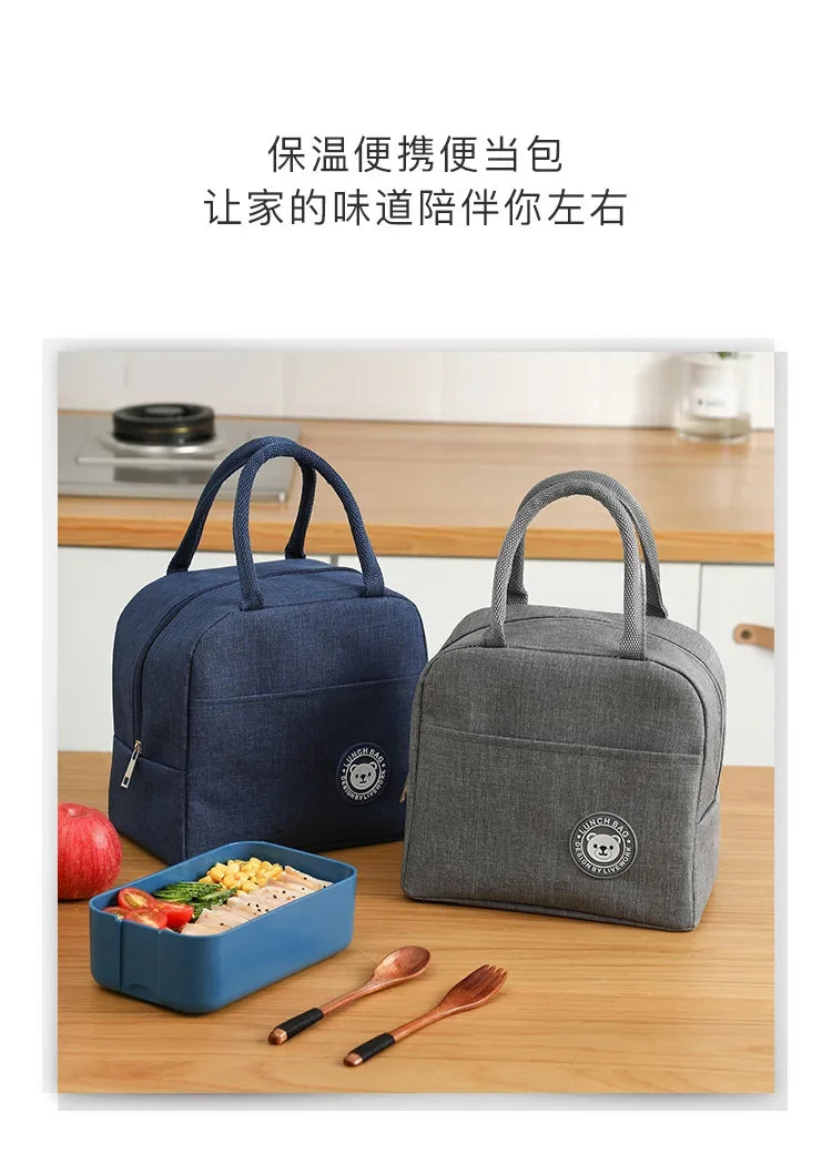 Functional Pattern Cooler Lunch Box Portable Insulated Canvas Lunch Bag Thermal Food Picnic Lunch Bags For Women Kids