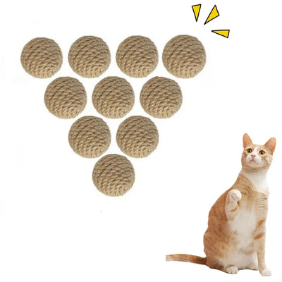 10pcs Solid Colored Sisal Ball Cat Teasing Toy Ball Self Hi  Grinding Teeth Durable Cat Teasing Stick Cat Making Sound Bell Ball