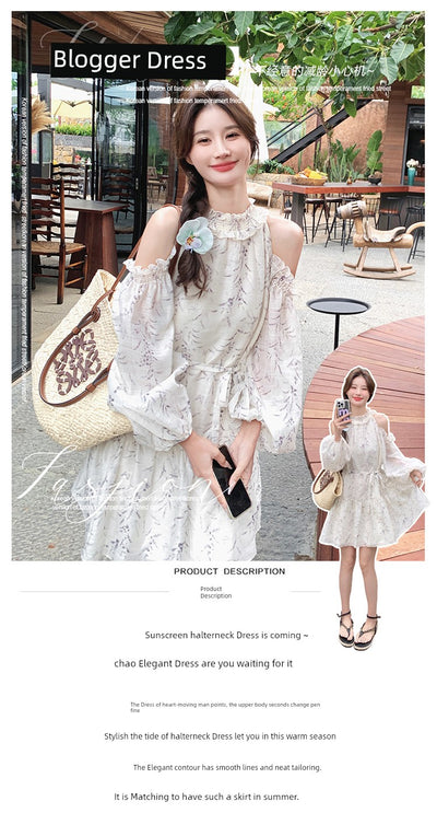 Strapless Dress Covering Belly Thin French Fairy Halterneck