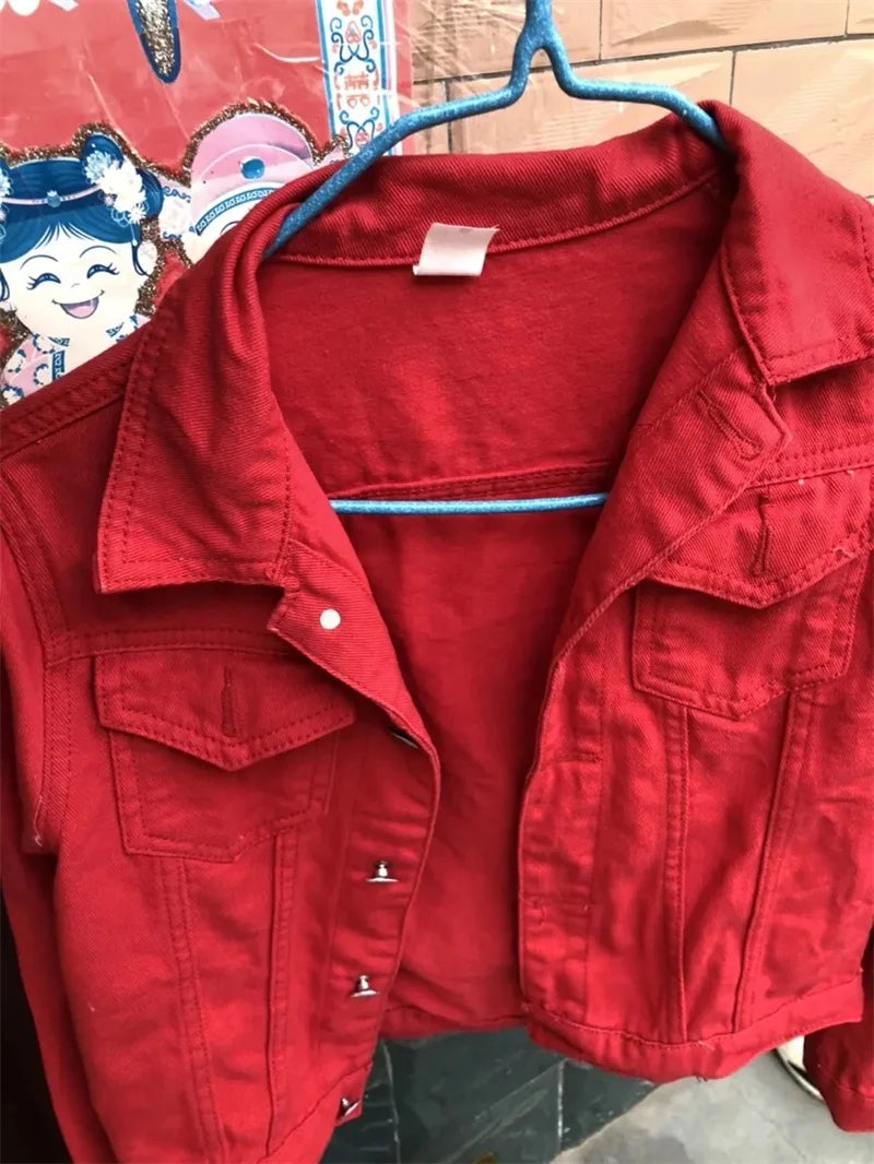 Spring Autumn Women Short Denim Jacket Candy 8 Colors Streetwear Chic Jean Coat Lady Slim Small Outerwear Female casual Tops