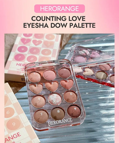 Calculator Love Eyeshadow Palette 12 Colors Matte Pearlescent Glitter Non-Flying Powder Earth Color Eyeshadow
