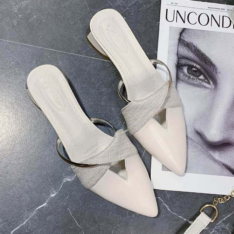 Brand Elegant Heels Summer Women's Shoes Woman Sandals Leisure Slippers Comfortable Open Toe Slip-On Slides