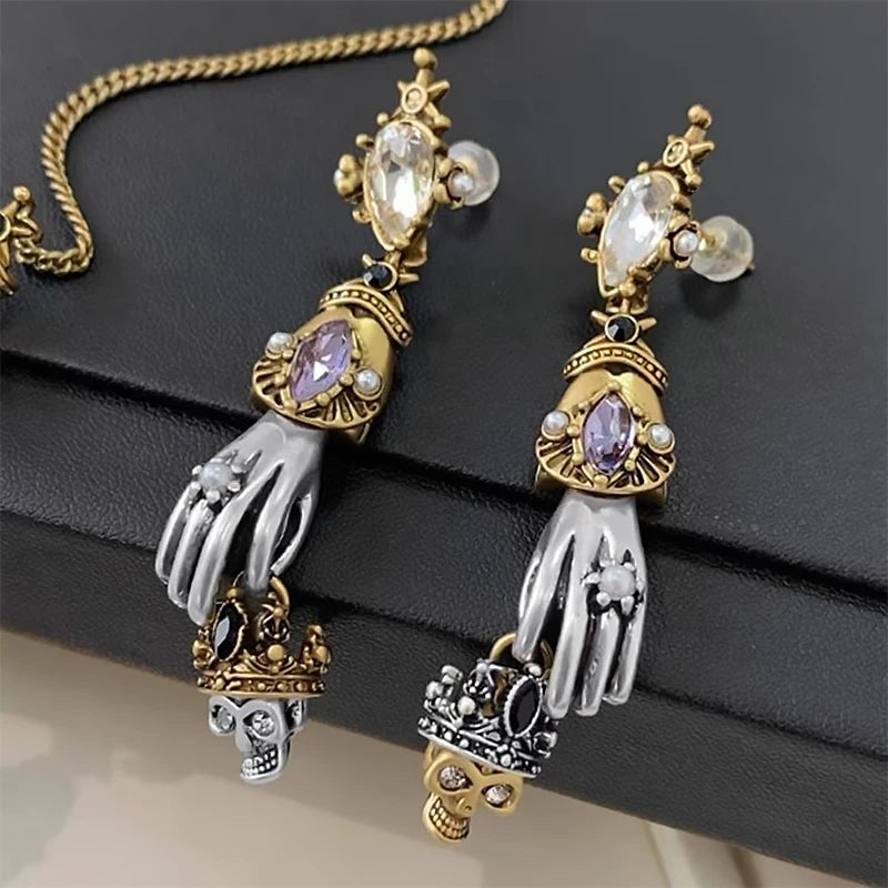 2023 New Skull Earrings Necklace Set Alloy Punk Gothic Style Men's And Women's Jewelry Party Gift