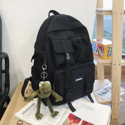 Casual Nylon Student Backpack Canvas Harajuku Shoulders Bag Rucksack Large Capacity School Bag Lady