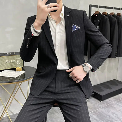 High-Quality Two-Piece Groom Wedding Suit Business Casual Banquet Costume for Men Luxury Ensemble with Trousers
