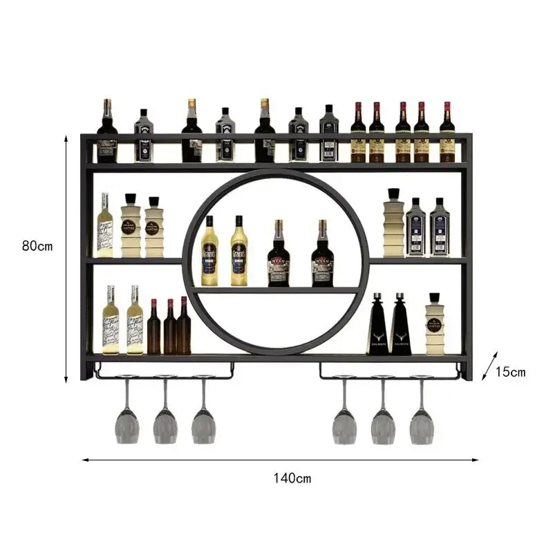 Wall Mount Wine Rack Bottle Wine Bar Cabinet Holder Adapt Single Miniature Black Cup Glass Storage Wine Cabinet Decor Szafeczki