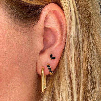 925 Sterling Silver Needle Fashion Round Pendant Small Earrings Luxury Gold Hoop Earrings for Women Premium Black Jewelry Gifts