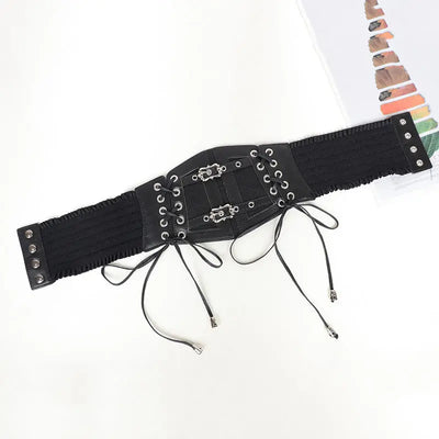 Ladies's Retro corset Belts Pin Buckle Elastic Lace & Gothic Style Cummerbunds tie rope Goth Punk For Women On Shirt Dress  Belt