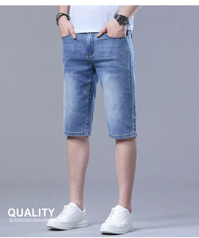 2024 New in SULEE Brand Summer  Men's Stretch Short Jeans Fashion Casual Slim Fit High Quality Elastic Denim Shorts Male Clothes