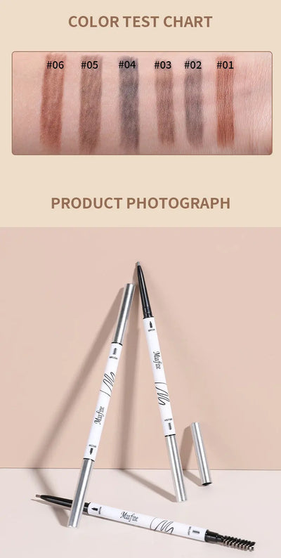 Double Head Fine Tube Eyebrow Pencil High Pigment Waterproof Not Easy To Fade Suitable For Beginners Eye Cosmetics