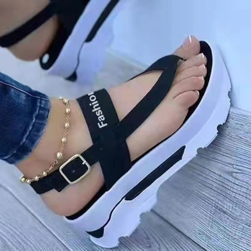 2025 Summer Cross-border Foreign Trade Large Size Wedge Heel Thong Strap Sandals for Women Southeast Asia New Outer Wear Roman S