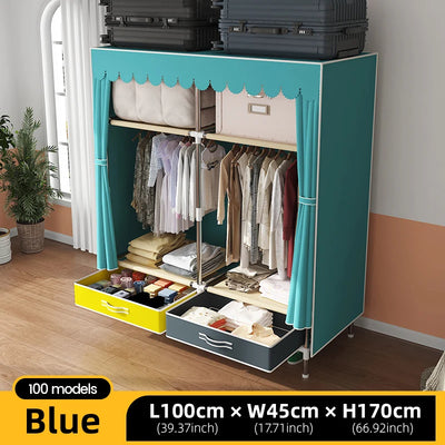 Large Fabric Wardrobe Portable Closet Organizer Multi-layer Dustproof Storage Cabinet for Rental Room or Bedroom