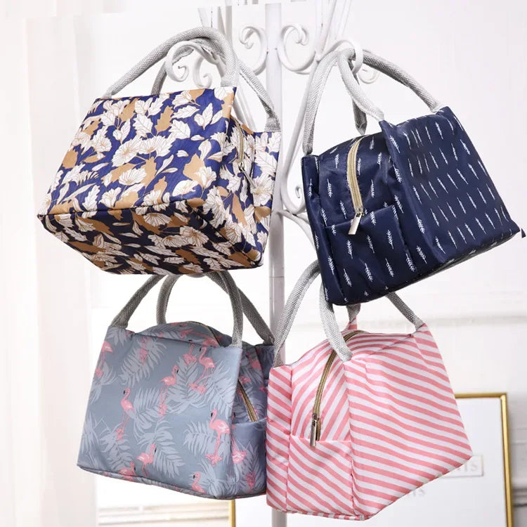 Functional Pattern Cooler Lunch Box Portable Insulated Canvas Lunch Bag Thermal Food Picnic Lunch Bags For Women Kids