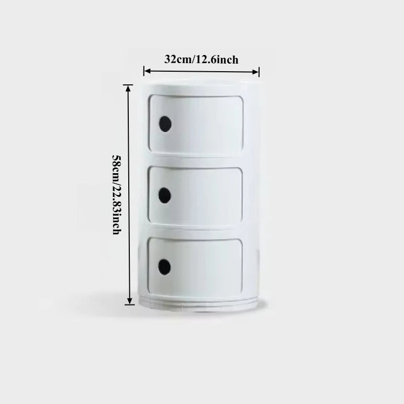 Nordic Bedside Table Portable Creative Round Storage Cabinet Bedroom Multi-Layer Modern Simple Plastic Nightstand Storage Locker