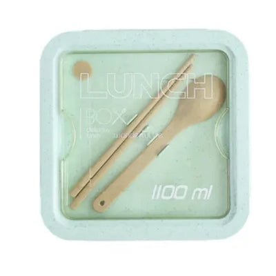 1100ML Lunch Box For Kids School Adults Office Wheat Straw Microwave Picnic Storage Portable Big Bento Box With Spoon Chopsticks