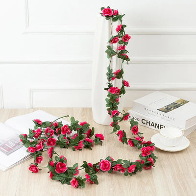 250CM Rose Artificial Flowers Christmas Garland for Home Room Wedding Decoration Spring Autumn Garden Arch DIY Fake Plant Vine