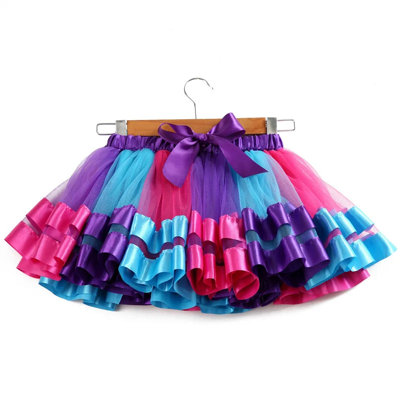 Baby Tutu Skirt Infant Girls Colorful Rainbow Tulle Skirt Princess Mini Dress Children Clothing Pettiskirt Toddler Cloth