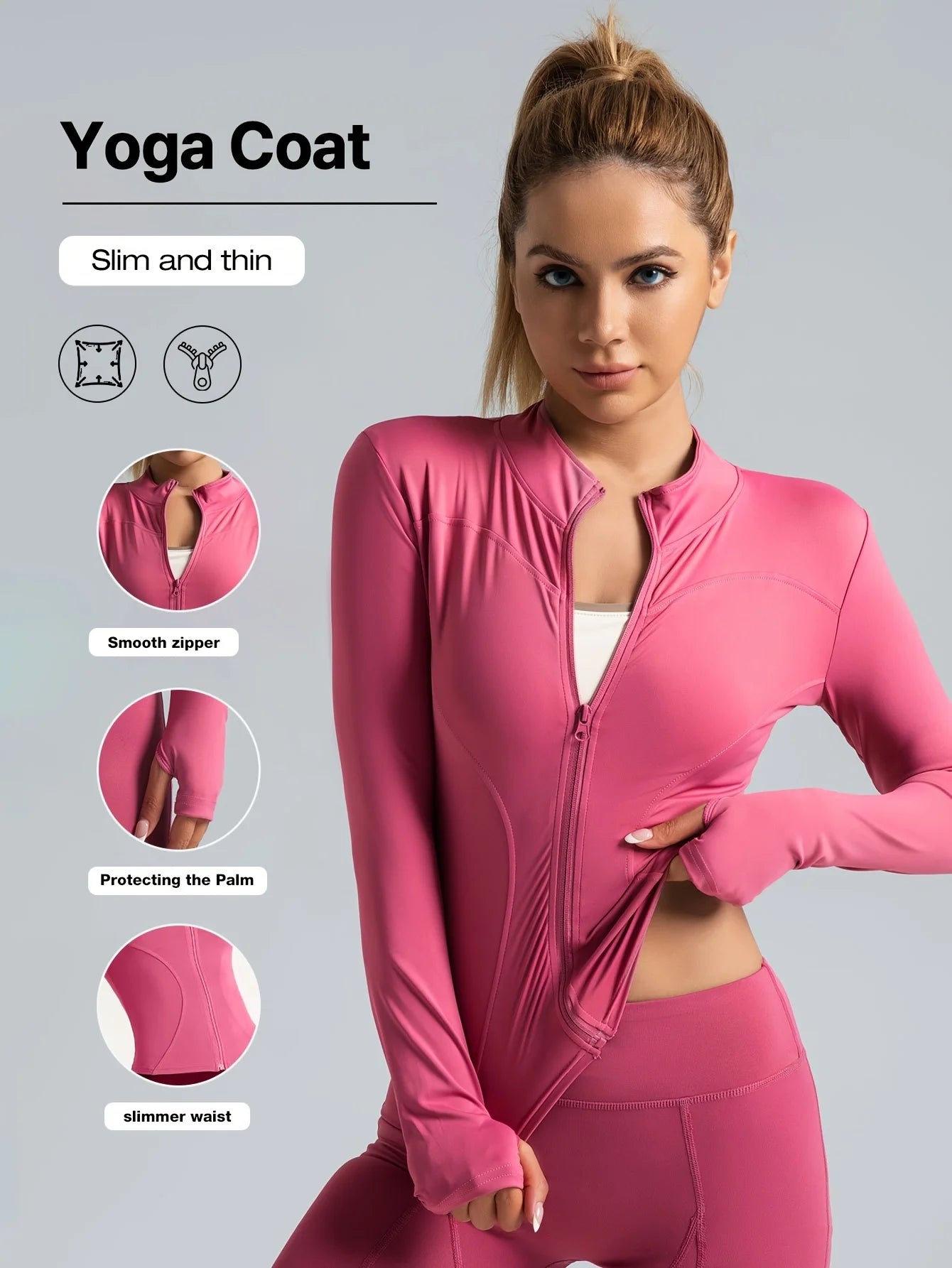 Jackets Women Coat Moisture Wicking Fitness Jackets Yoga Coat Women Shacket Stretchy Running Wear Slim Fit Sports Outerwear