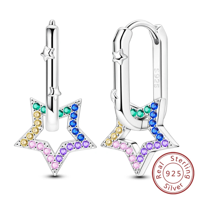 New 925 Sterling Silver Hoop Earrings Heart Bow Gift Box Strawberry Snake Bone Drop Stud Earrings For Women Fashion Jewelry Gift