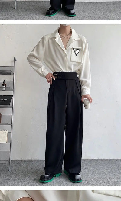 Black Suit Pants Men Oversized Fashion Social Mens Dress Pants Korean Loose Straight Wide Leg Pants Mens Office Formal Trousers