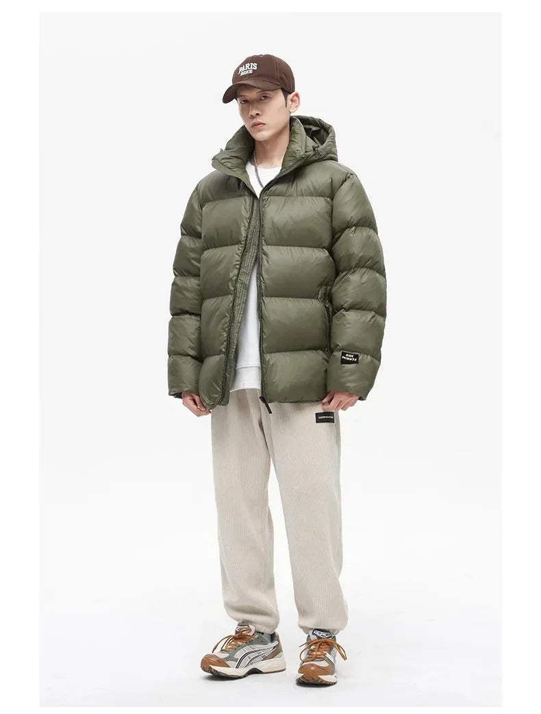 Solid Color with Hoodie Warm Puffer Jackets Padded Cotton Clothes Waterproof Jackets Man Winter Coats Men Hooded Zipper Parkas