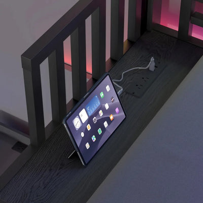 Triple Bunk Bed with LED Lights,Metal Bunk Beds Convertible to 3 Beds with Charging Station,Heavy Duty Bunk Bed Frame